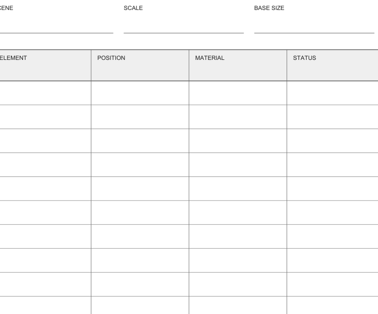 Preview of Diorama scene planning sheet