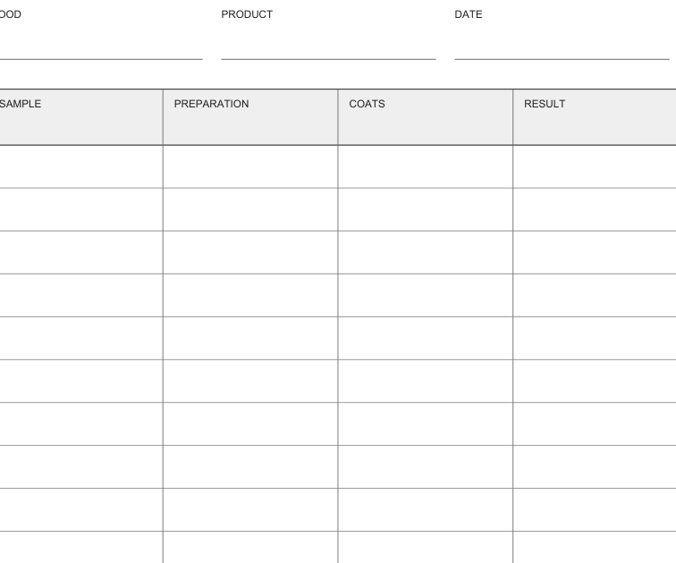Preview of Wood finish sample record