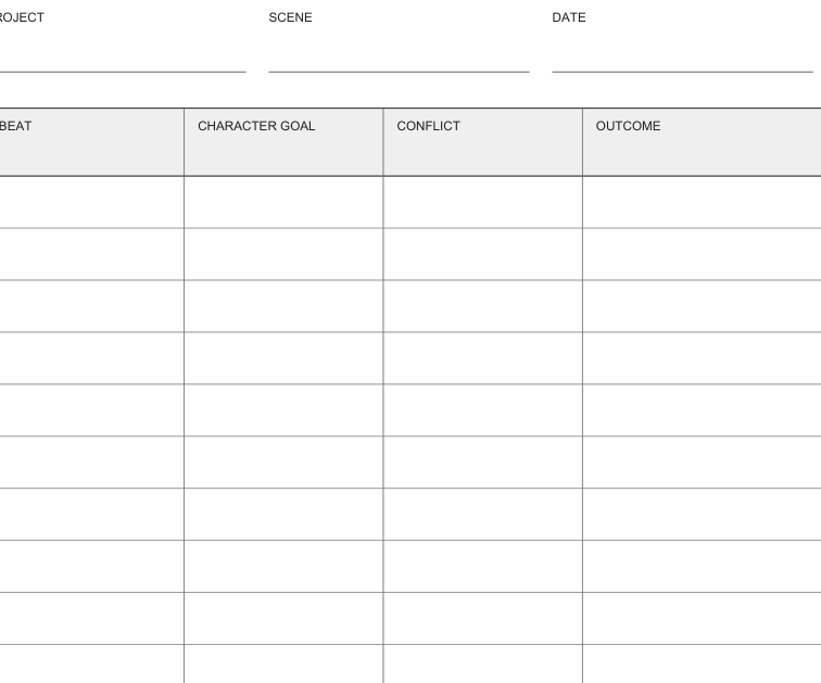 Preview of Creative writing scene planner