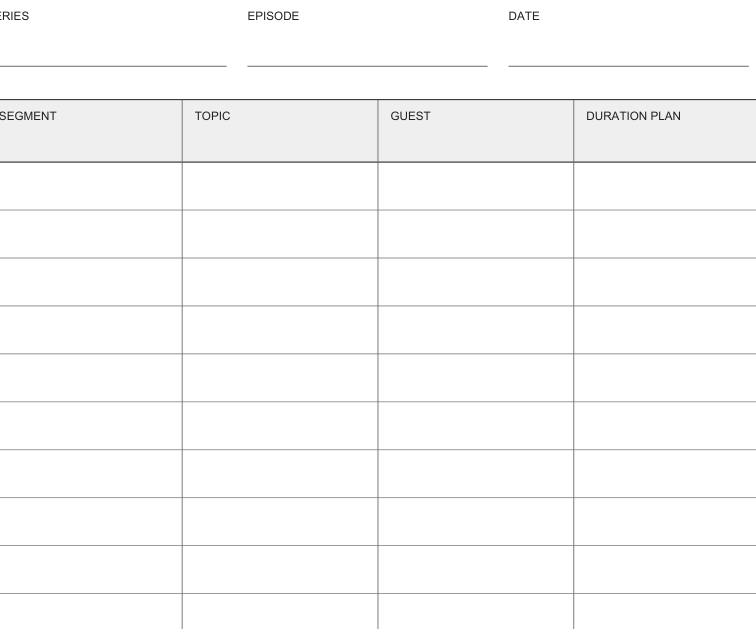 Preview of Podcast episode planning sheet