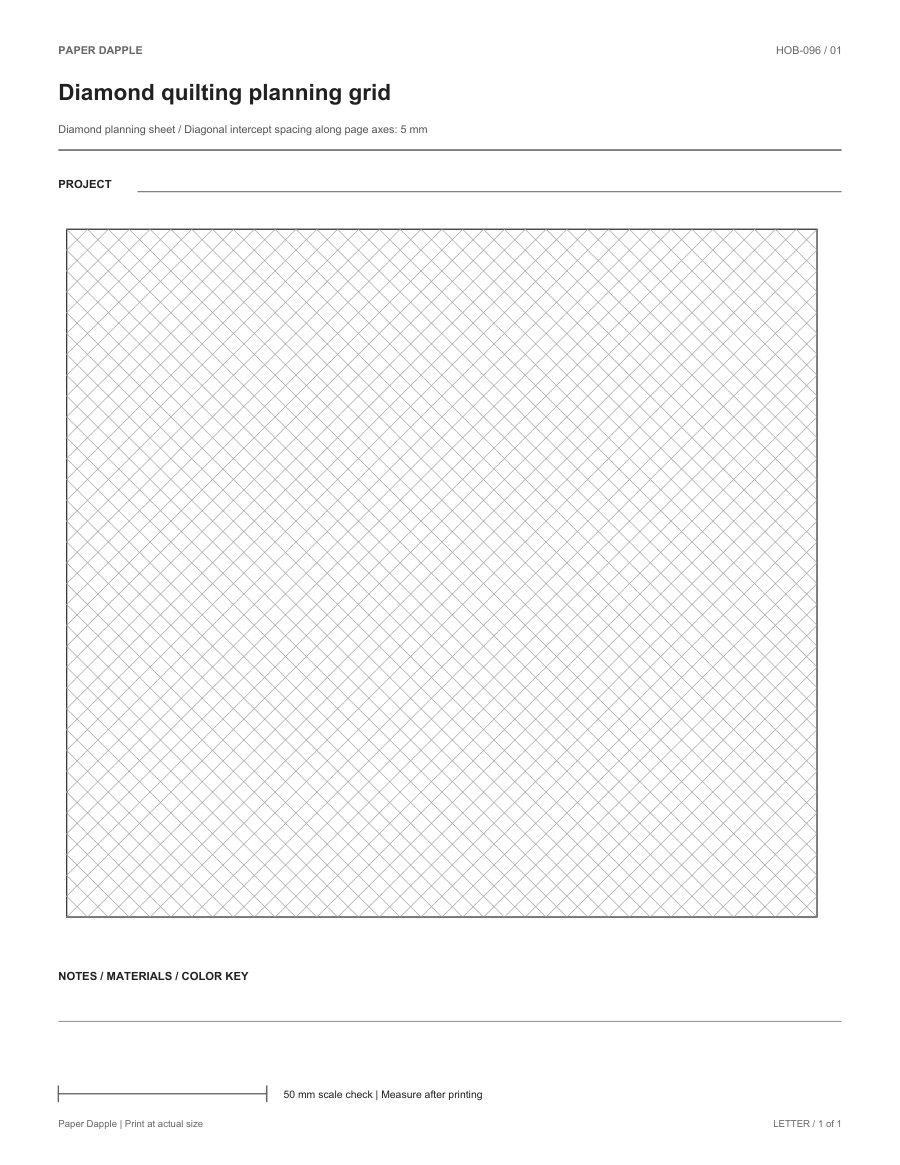 Preview of Diamond quilting planning grid