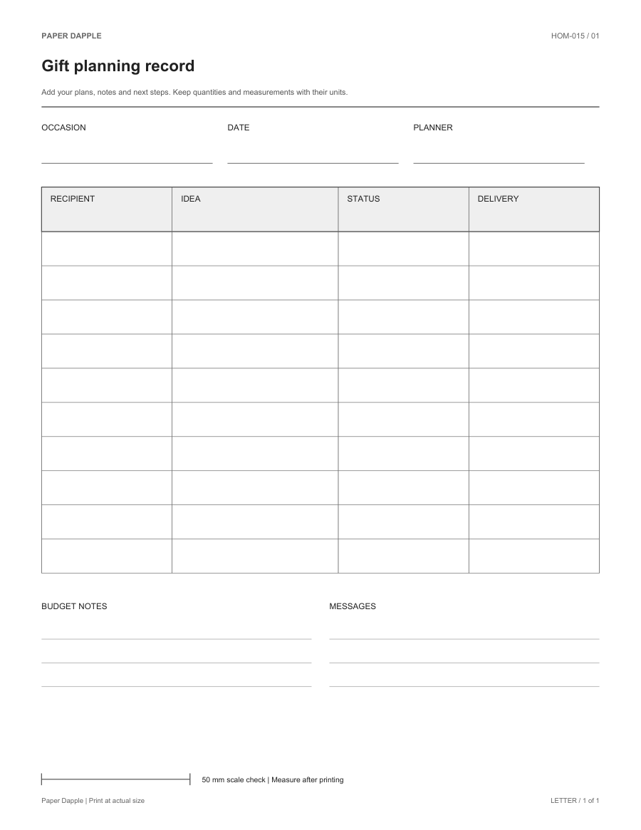 Preview of Gift planning record