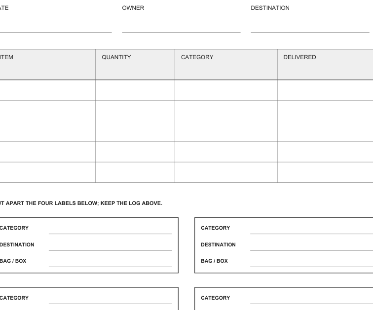 Preview of Donation sorting labels and log