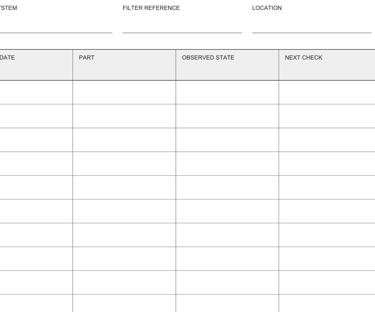 Preview of Home filter replacement record