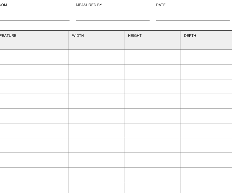 Preview of Room measurement record