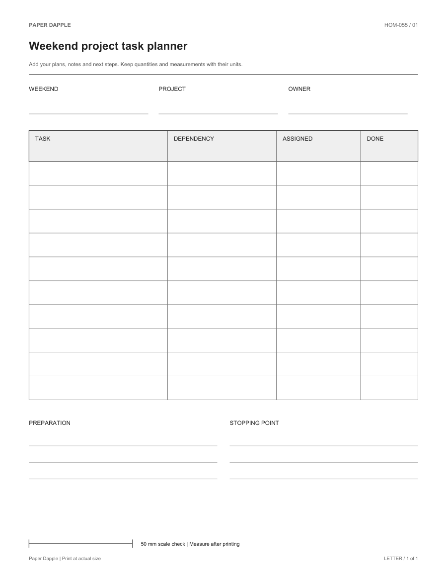 Preview of Weekend project task planner