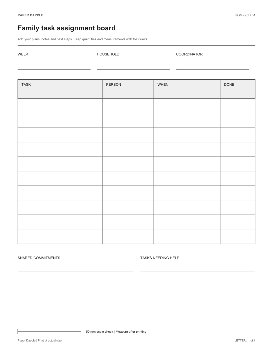 Preview of Family task assignment board