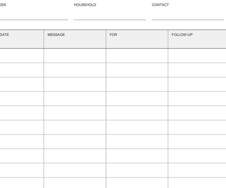 Preview of Household message log