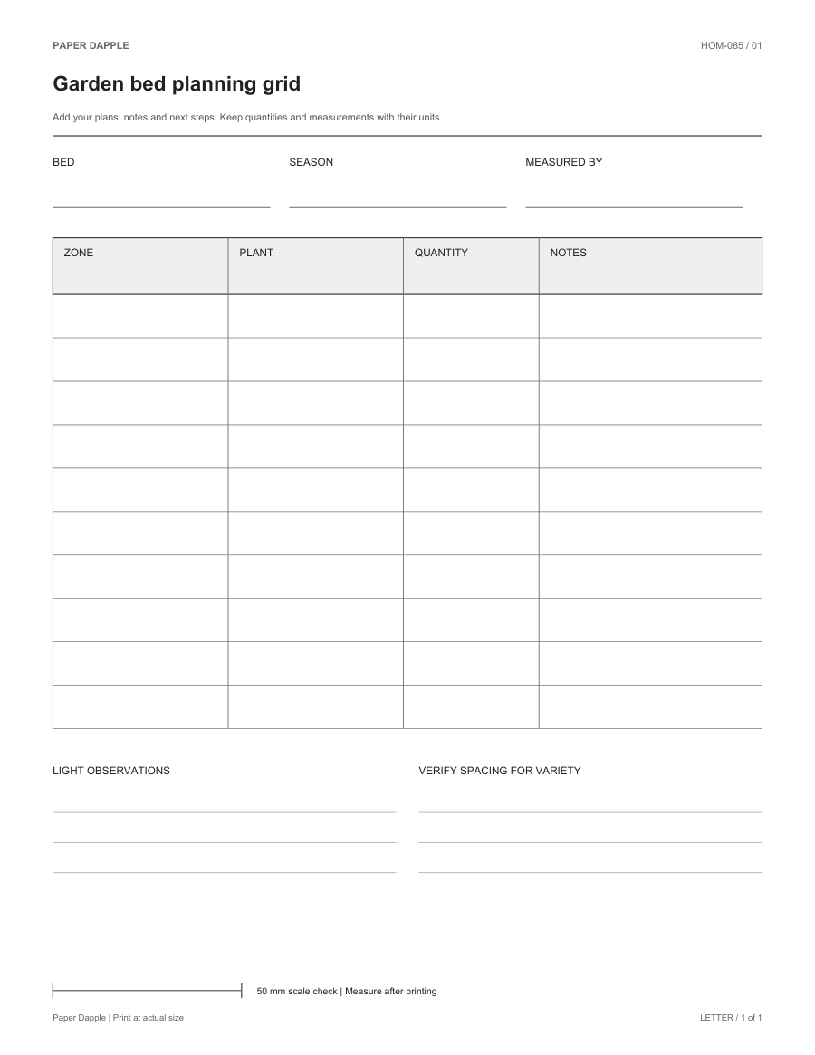 Preview of Garden bed planning grid