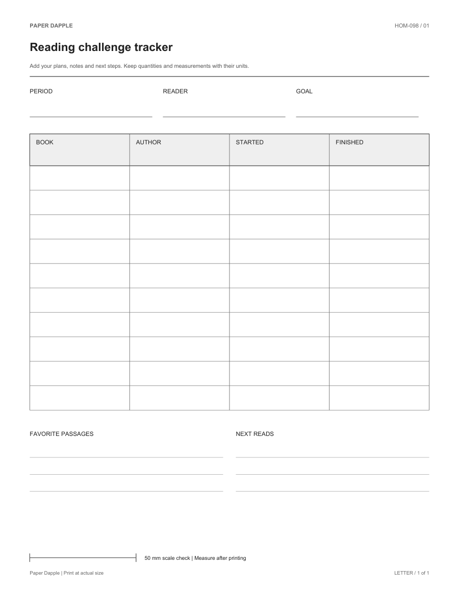 Preview of Reading challenge tracker