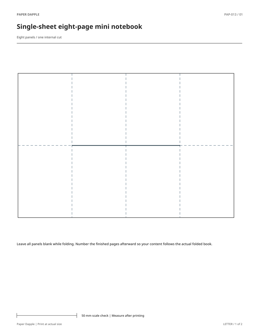 Preview of Single-sheet eight-page mini notebook