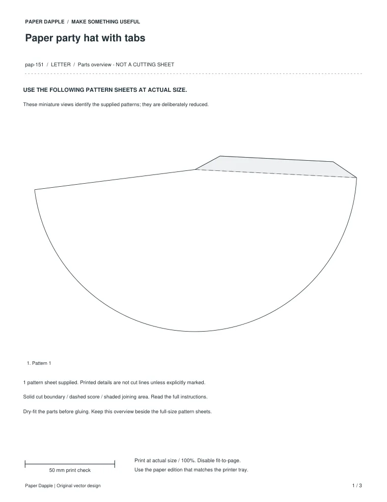 Preview of Paper party hat with tabs