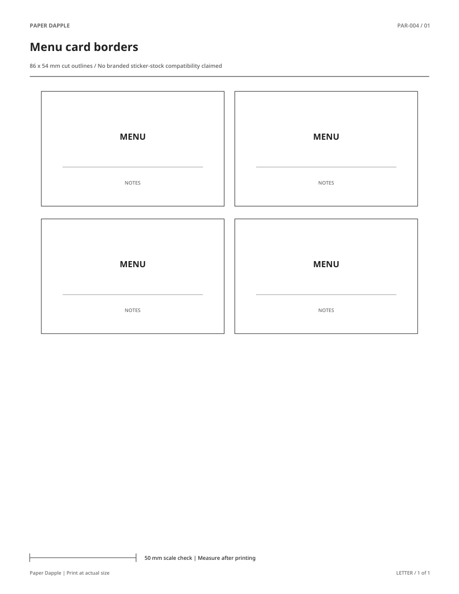Preview of Menu card borders