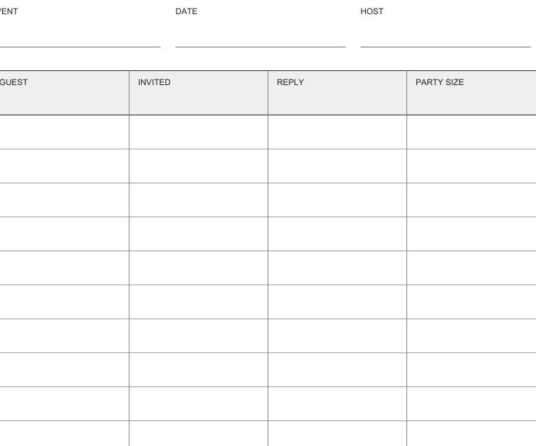 Preview of Guest RSVP record