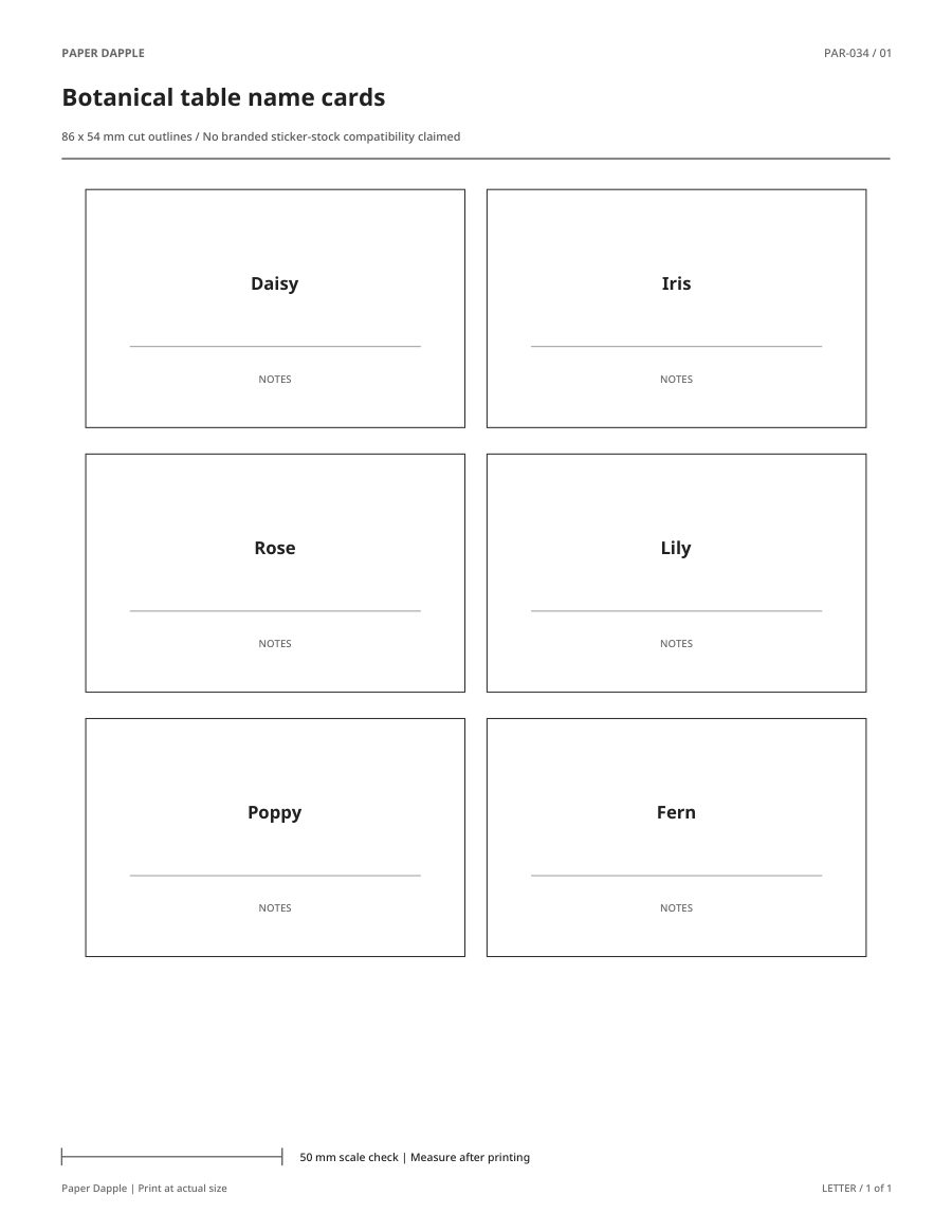 Preview of Botanical table name cards