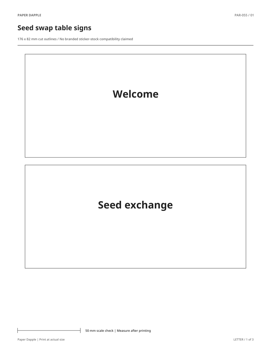 Preview of Seed swap table signs