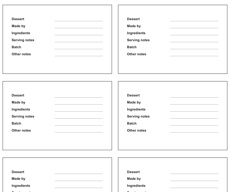 Preview of Dessert description cards