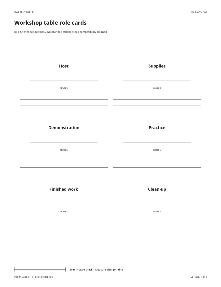 Preview of Workshop table role cards
