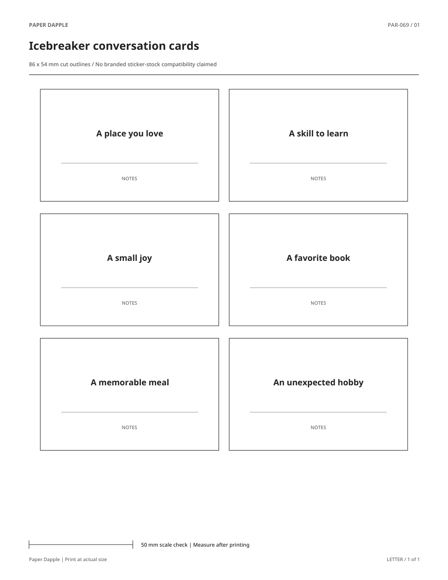 Preview of Icebreaker conversation cards
