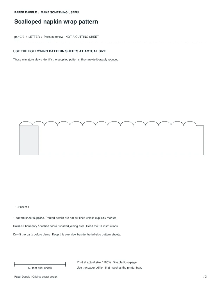 Preview of Scalloped napkin wrap pattern