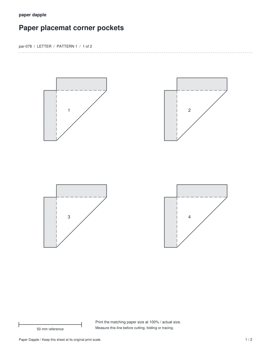 Preview of Paper placemat corner pockets