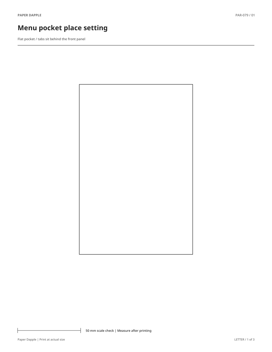 Preview of Menu pocket place setting