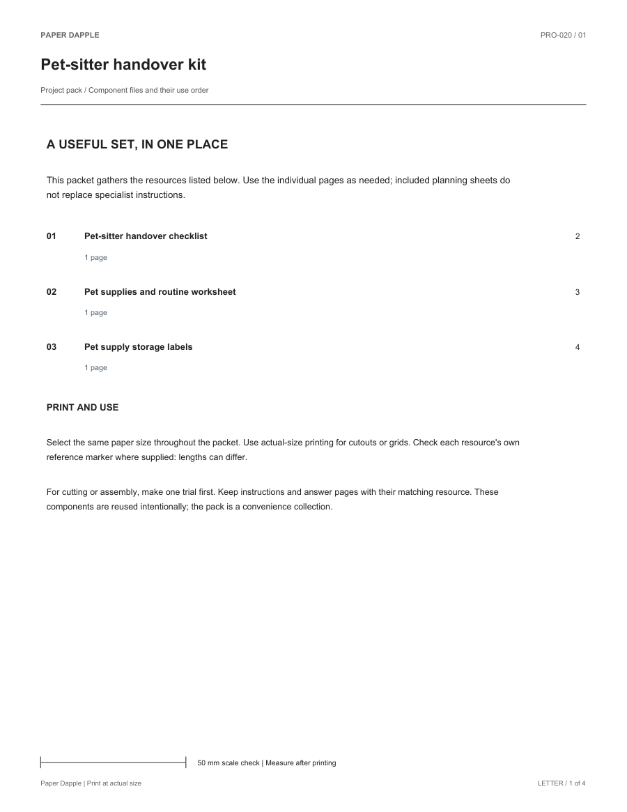 Preview of Pet-sitter handover kit