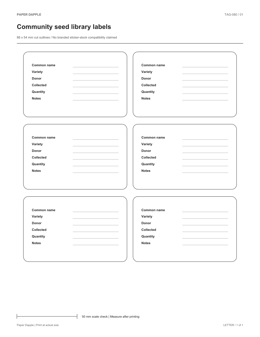 Preview of Community seed library labels