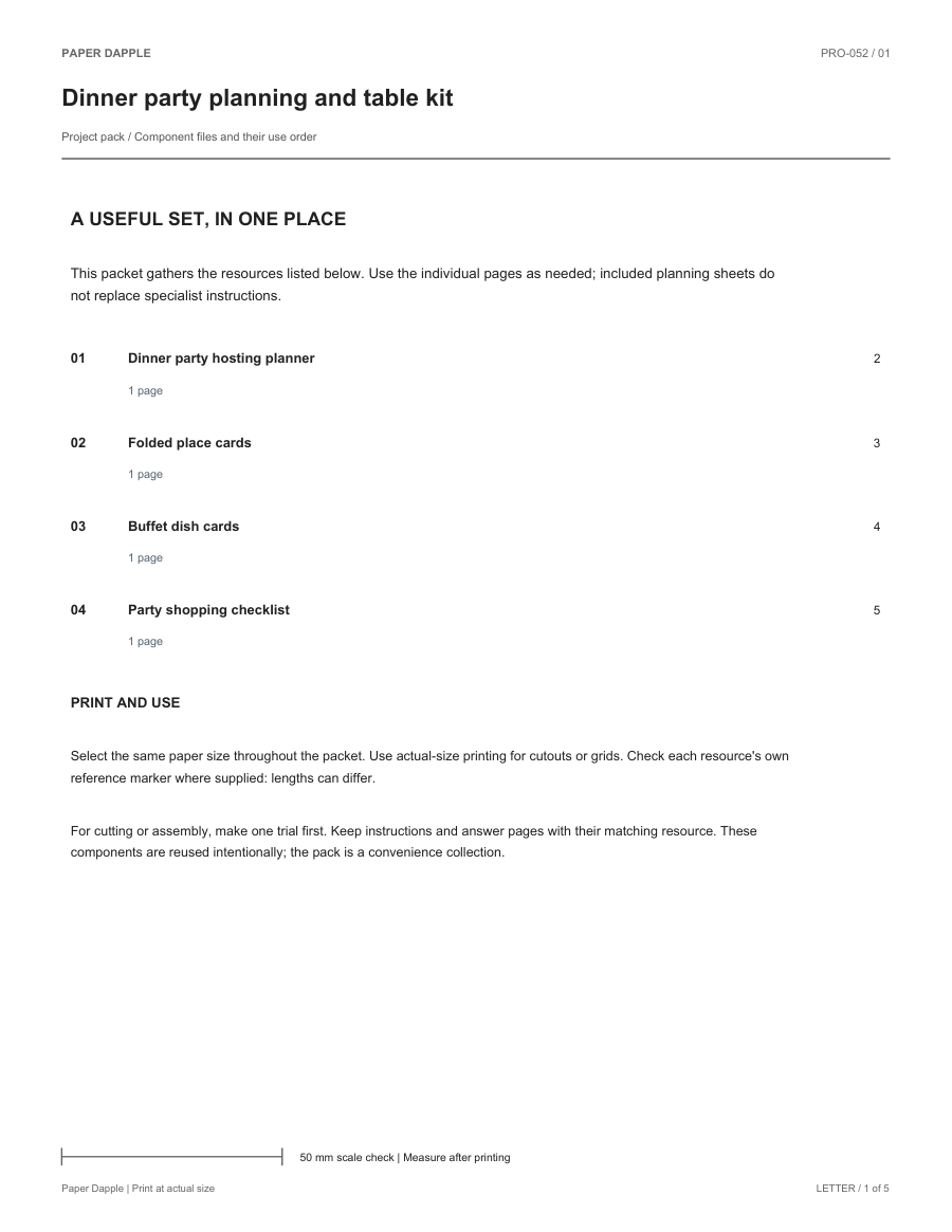 Preview of Dinner party planning and table kit