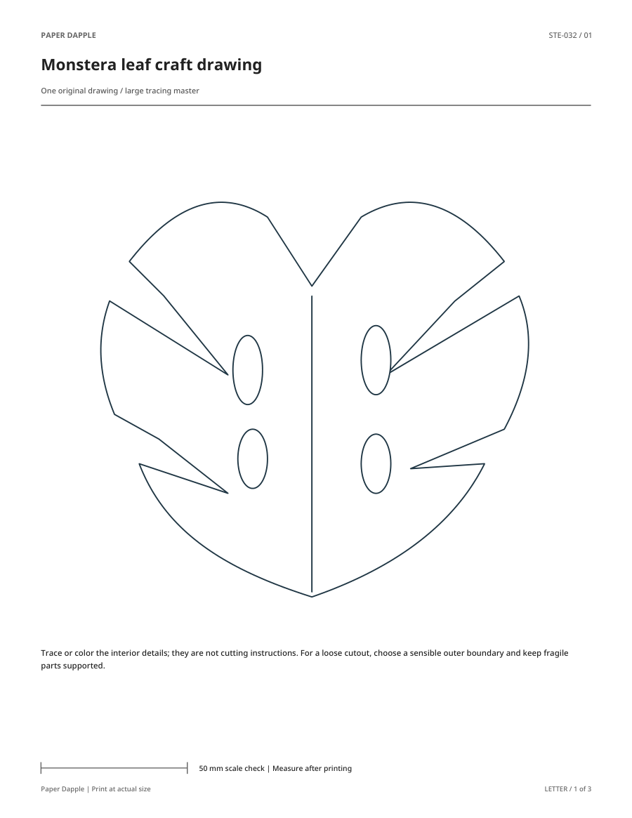 Preview of Monstera leaf craft drawing