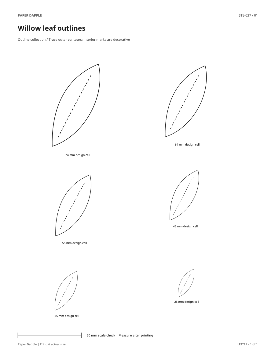Preview of Willow leaf outlines