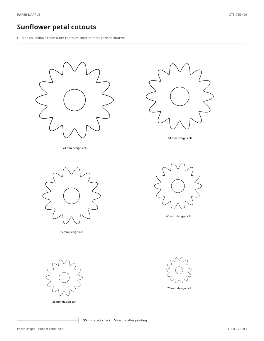 Preview of Sunflower petal cutouts