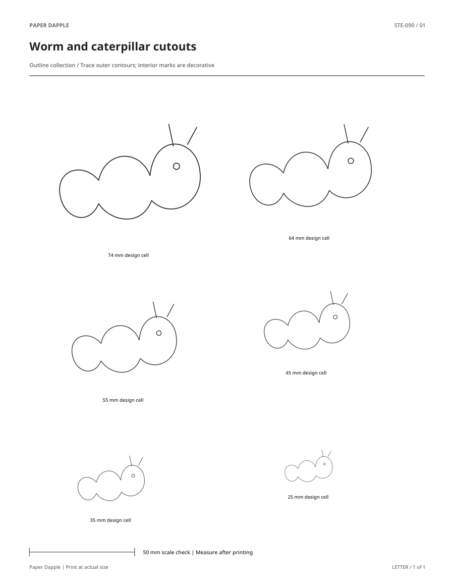 Preview of Worm and caterpillar cutouts