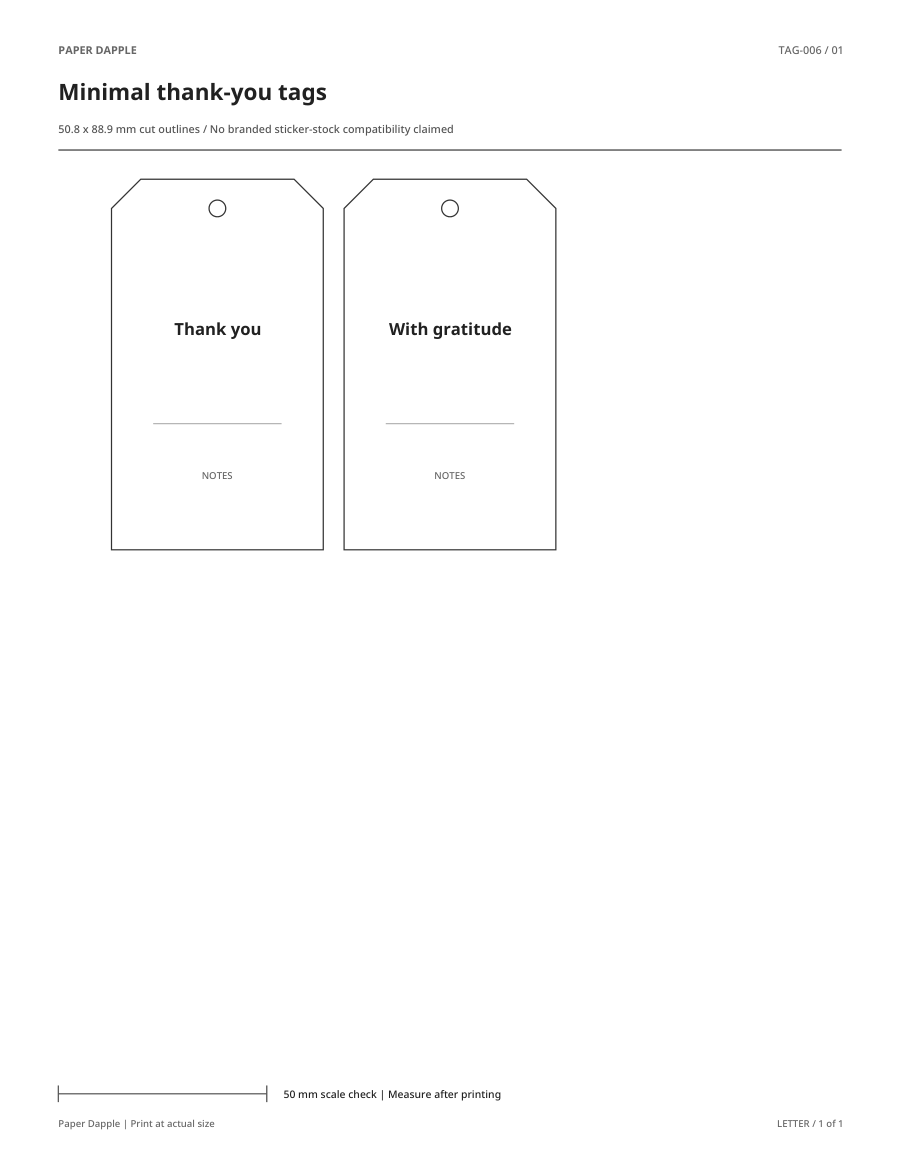 Preview of Minimal thank-you tags