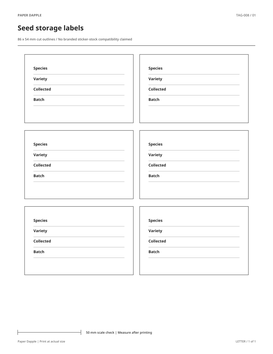 Preview of Seed storage labels
