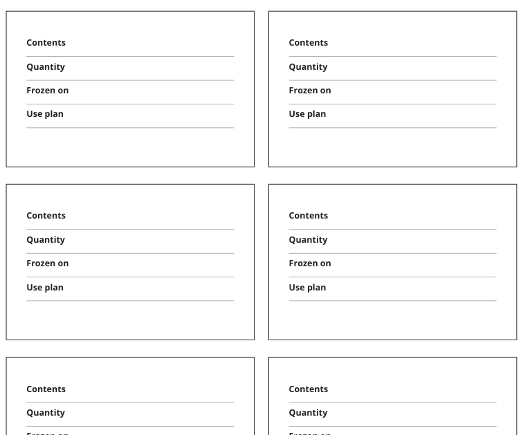 Preview of Freezer inventory labels