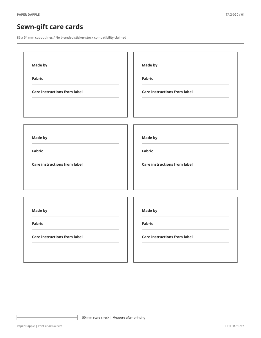 Preview of Sewn-gift care cards