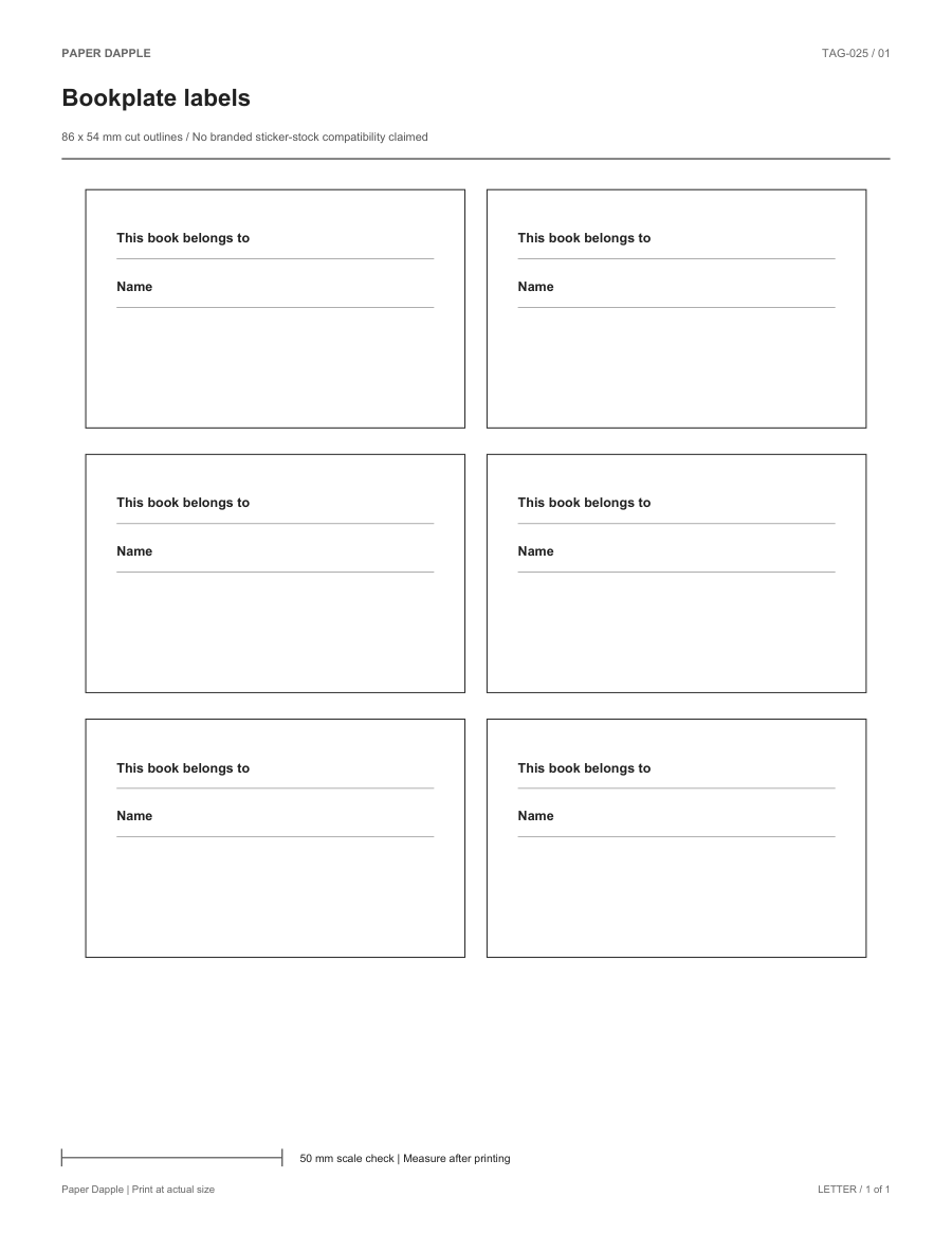 Preview of Bookplate labels