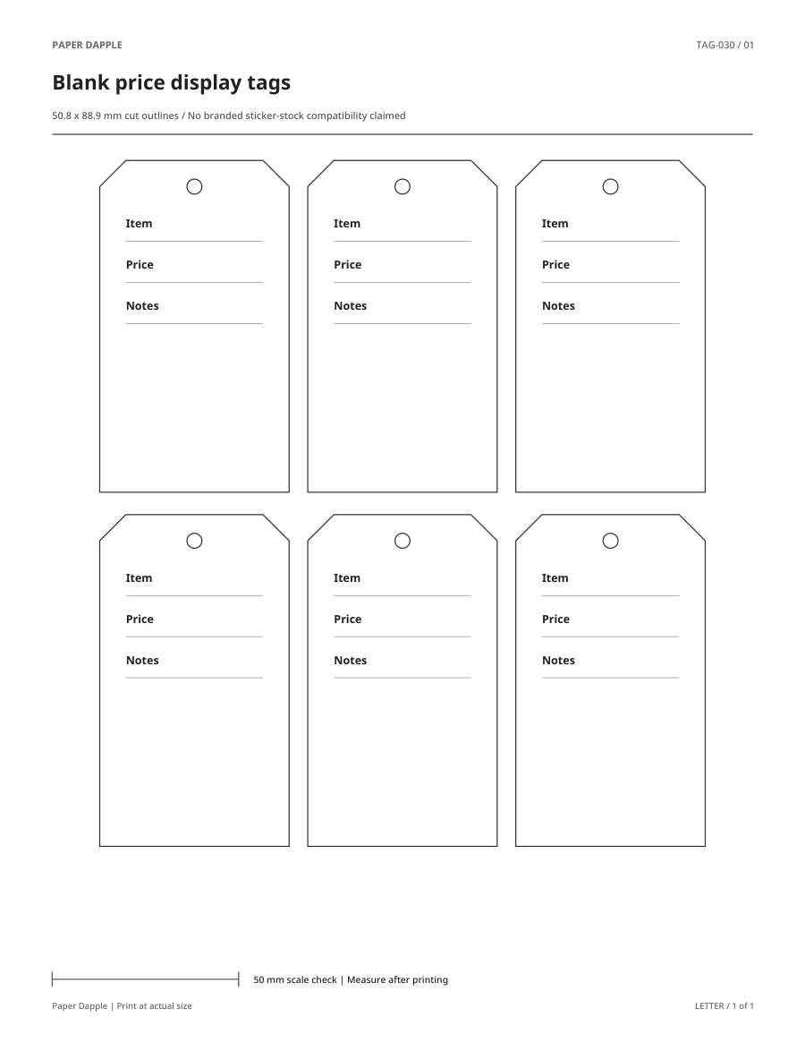 Preview of Blank price display tags