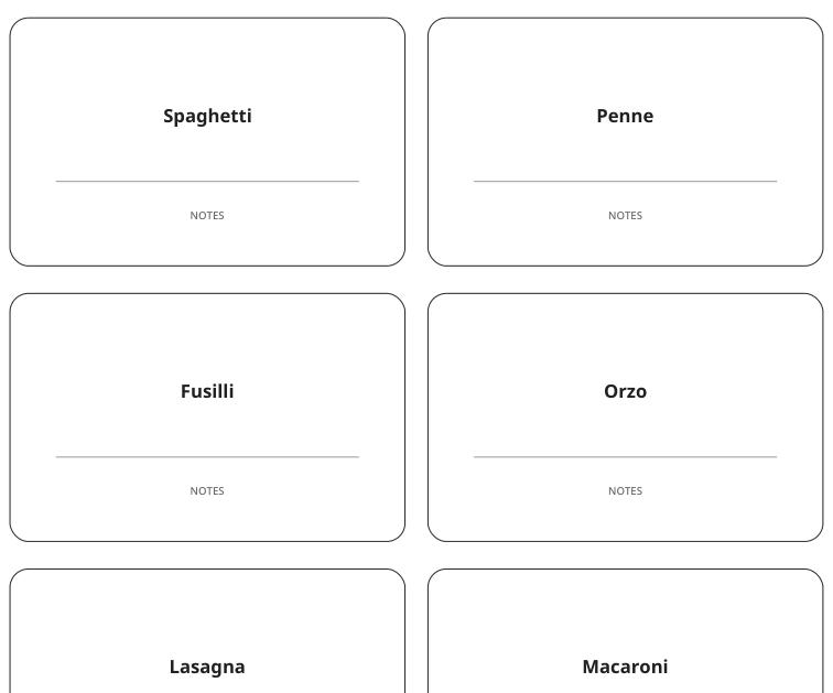 Preview of Pasta pantry labels