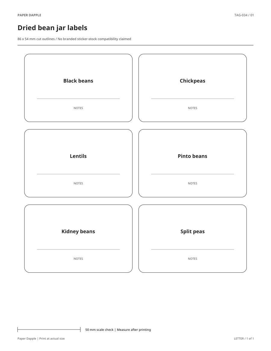 Preview of Dried bean jar labels