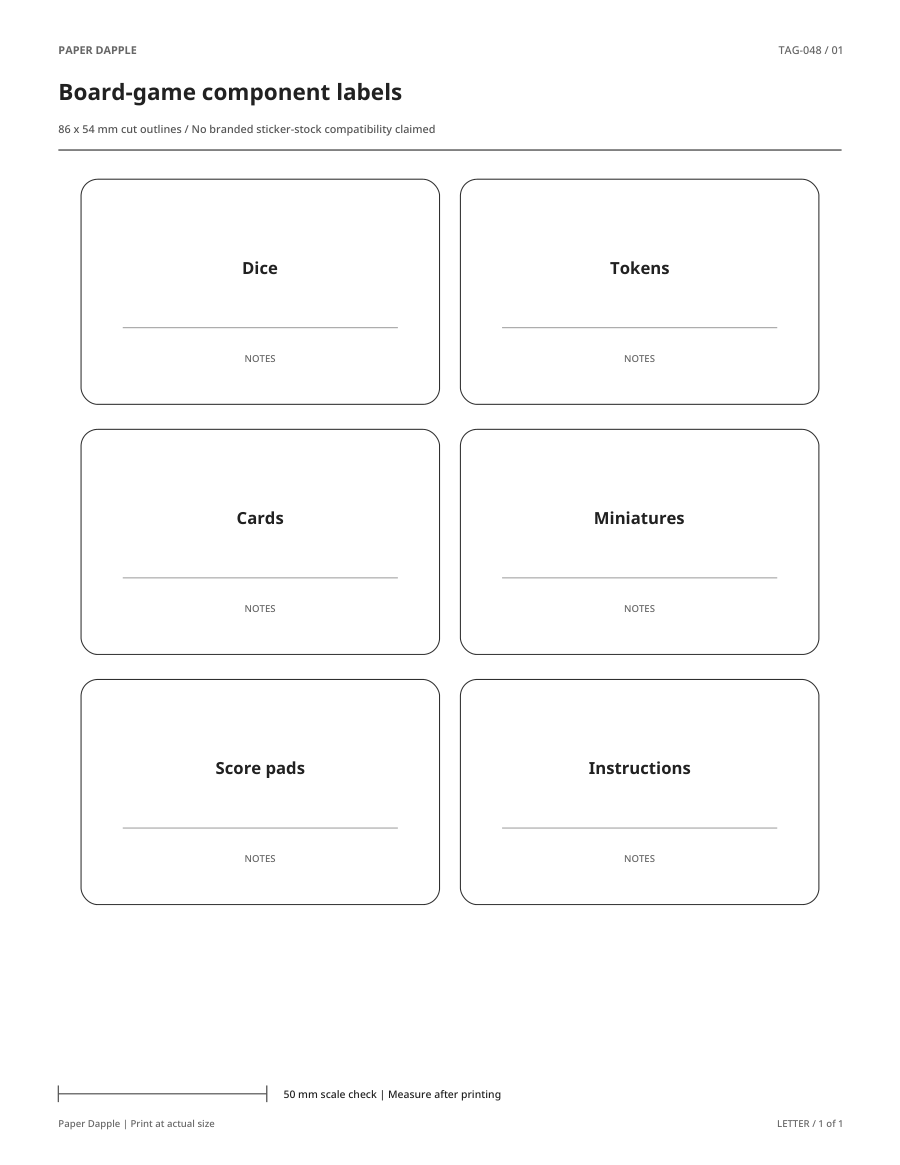 Preview of Board-game component labels