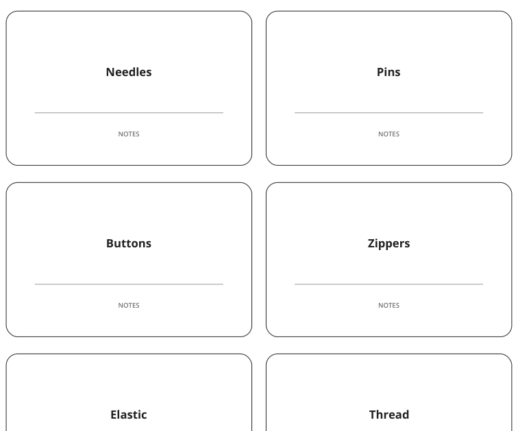 Preview of Sewing notions drawer labels