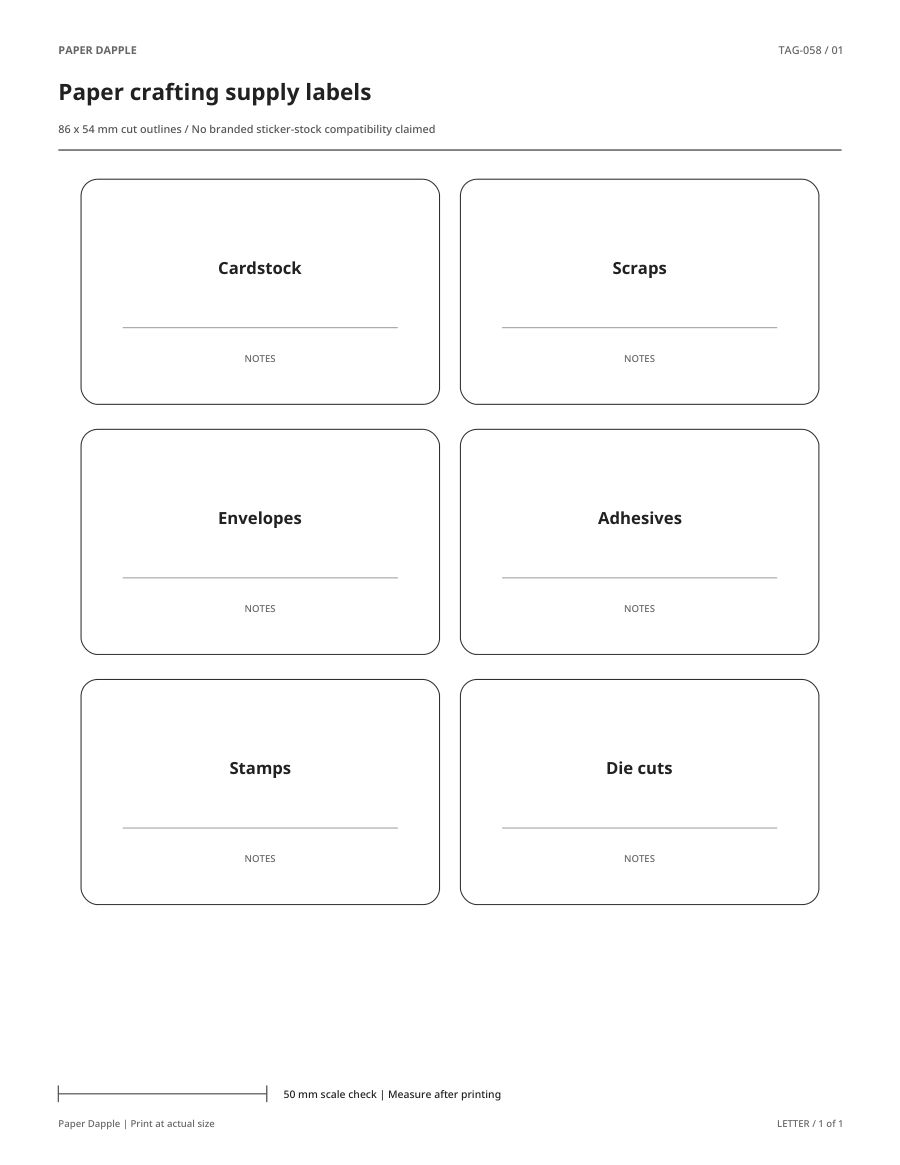 Preview of Paper crafting supply labels