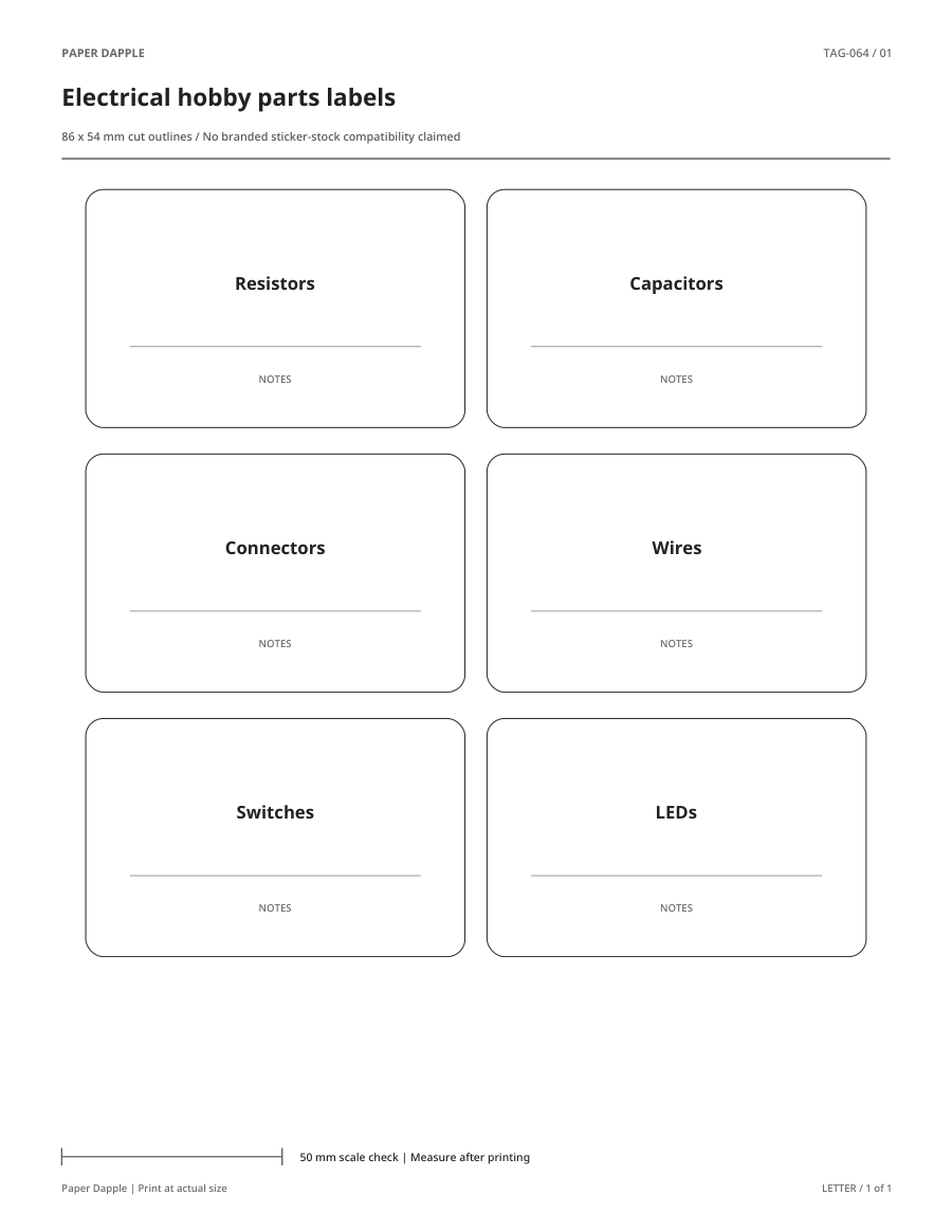 Preview of Electrical hobby parts labels
