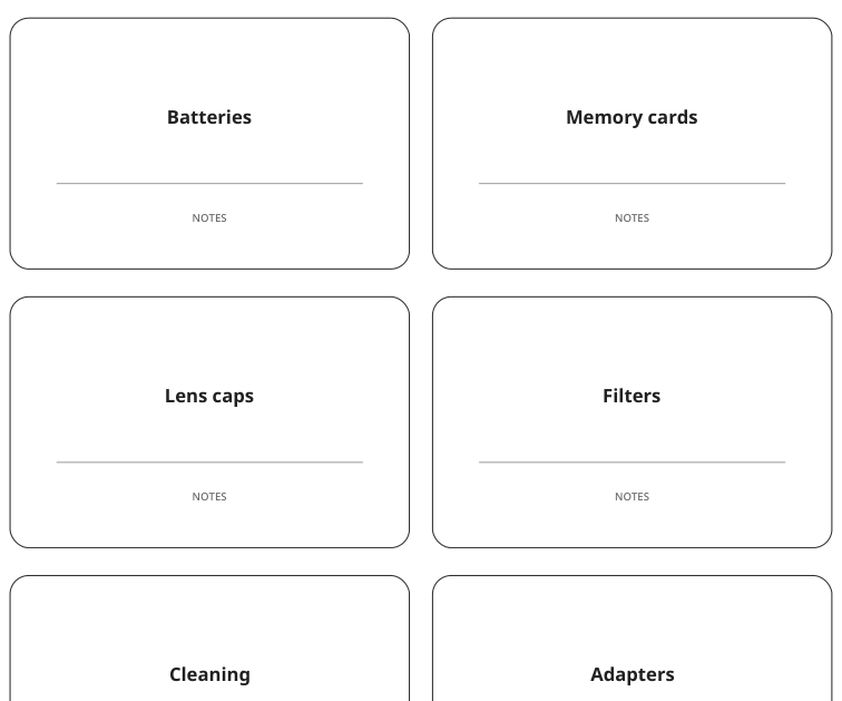 Preview of Photography equipment labels