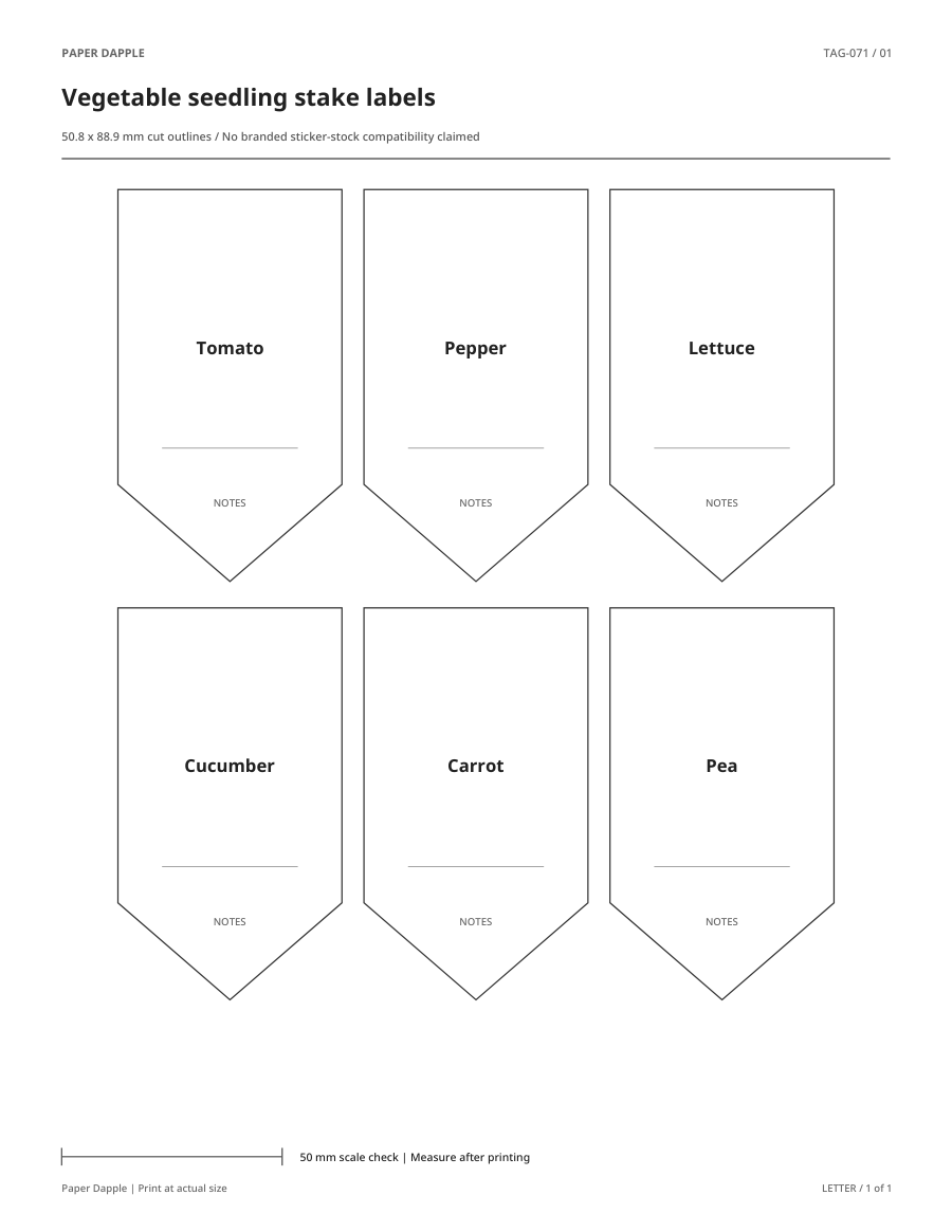 Preview of Vegetable seedling stake labels