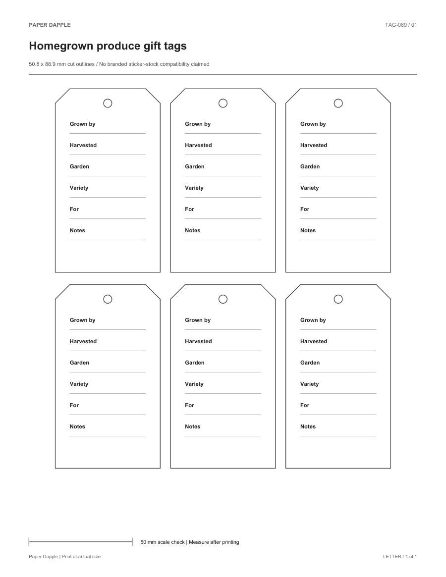 Preview of Homegrown produce gift tags