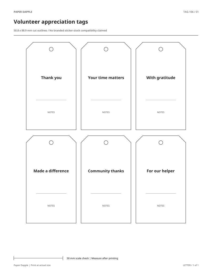 Preview of Volunteer appreciation tags