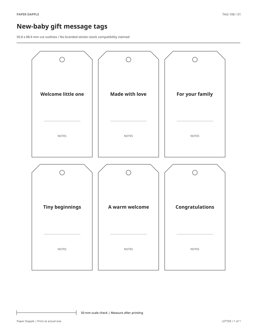 Preview of New-baby gift message tags